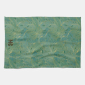 Groen en goudpalmblad theedoek (Horizontaal)