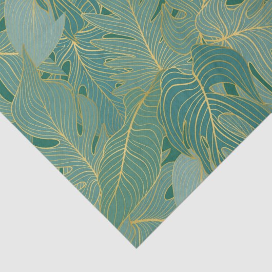 Groen en goudpalmblad tissuepapier (Detail)