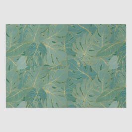 Groen en goudpalmblad tissuepapier