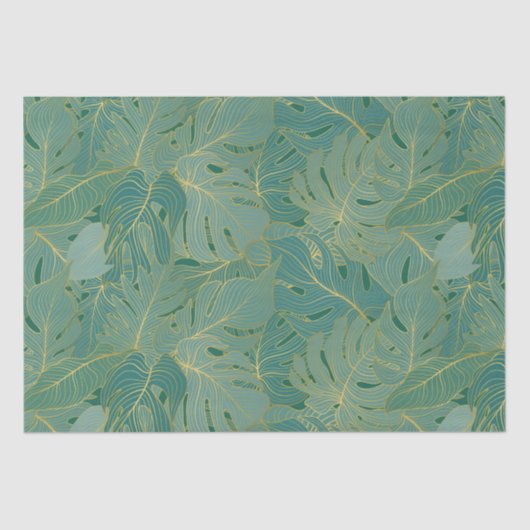 Groen en goudpalmblad tissuepapier (Voorkant)