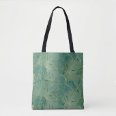 Groen en goudpalmblad tote bag (Voorkant)