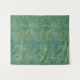 Groen en goudpalmblad wandkleed