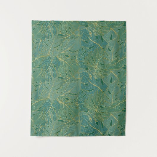 Groen en goudpalmblad wandkleed (Voorkant)