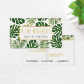 Groen en goudtropisch monstera en palmbladeren visitekaartje (Bureau)