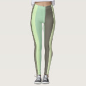groen en grijs Abstract Strepen Leggings (Voorkant)