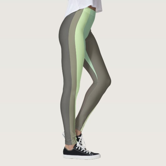 groen en grijs Abstract Strepen Leggings (Rechts)