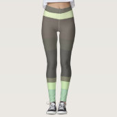 groen en grijs Abstract Strepen Leggings (Voorkant)