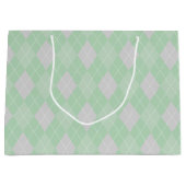 Groen en grijs Argyle Pattern Kinder Groot Cadeauzakje (Voorkant)
