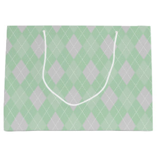Groen en grijs Argyle Pattern Kinder Groot Cadeauzakje
