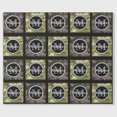 Groen en grijs Camouflage met naam en monogram Cadeaupapier (Vlak)