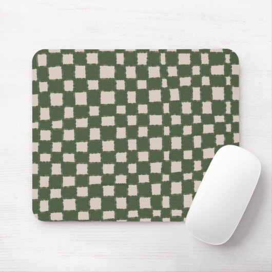 Groen en Grijs Checkerboard Patroon Stijlvol Muismat (Met muis)