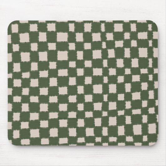 Groen en Grijs Checkerboard Patroon Stijlvol Muismat (Voorkant)