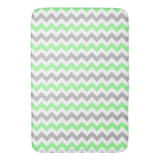 Groen en grijs Chevron Bath Mat (Voorkant Verticaal)