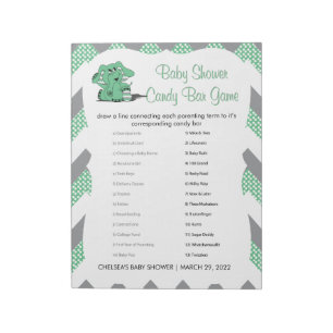 Groen en grijs Chevron Elephant Baby shower Game 2 Notitieblok