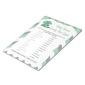 Groen en grijs Chevron Elephant Baby shower Game 2 Notitieblok (Schuin)
