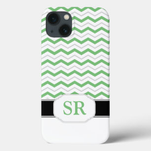 Groen en grijs Chevron Monogram iPad 2/3/4 Hoesje