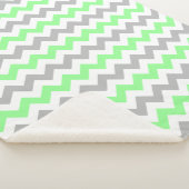 Groen en grijs Chevron Sherpa Deken (3/4)