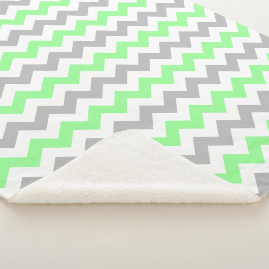 Groen en grijs Chevron Sherpa Deken (3/4)