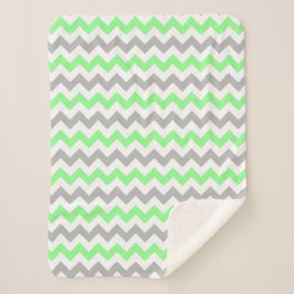 Groen en grijs Chevron Sherpa Deken
