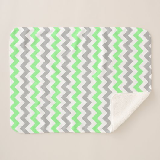 Groen en grijs Chevron Sherpa Deken (Voorkant (horizontaal))