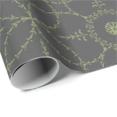 Groen en grijs elegant klassiek  patroon cadeaupapier (Rol Hoek)