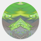 ~ Groen en grijs fractal ~ Ronde Sticker (Voorkant)