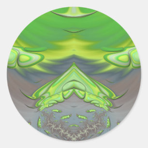 ~ Groen en grijs fractal ~ Ronde Sticker