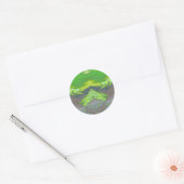 ~ Groen en grijs fractal ~ Ronde Sticker (Envelop)