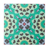 Groen en grijs hart Etnische Boho Geometric Patter Tegeltje (Voorkant)