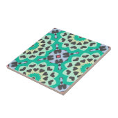 Groen en grijs hart Etnische Boho Geometric Patter Tegeltje (Zijkant)