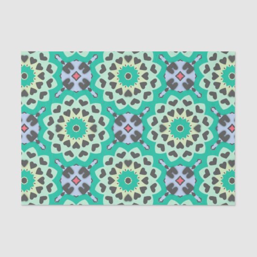 Groen en grijs hart Etnische Boho Geometric Patter Tissuepapier (Voorkant)