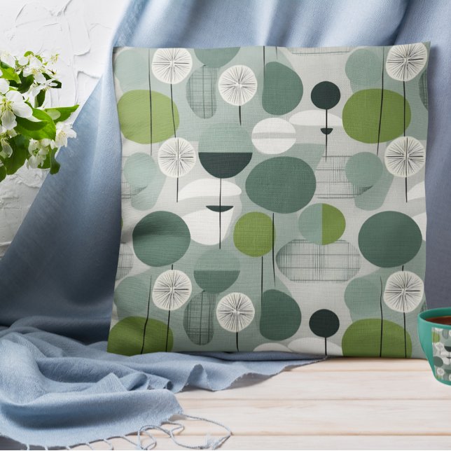 Groen en grijs mid-century modern  kussen (Creator heeft geüpload)
