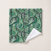 Groen en Grijs Paisley Patroon Bad Handdoek (Wasdoekje)