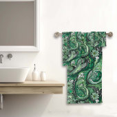 Groen en Grijs Paisley Patroon Bad Handdoek