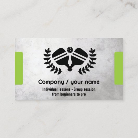 Groen en grijs pickleball visitekaartje (Achterkant)