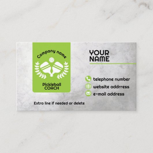 Groen en grijs pickleball visitekaartje (Voorkant)