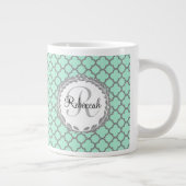 groen en grijs Quatrefoil Monogram Laurel Grote Koffiekop (Rechts)