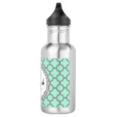 groen en grijs Quatrefoil Monogram Laurel Waterfles (Rechts)