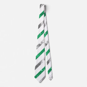 Groen en grijs Stripe Glitter cadeau voor mannen Stropdas