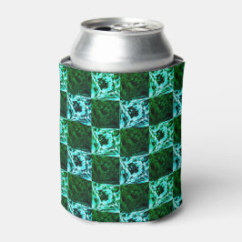 Groen en hemelsblauw schaak of cyaan, met rechthoe blikjeskoeler