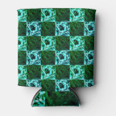 Groen en hemelsblauw schaak of cyaan, met rechthoe blikjeskoeler (Voorkant)