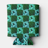 Groen en hemelsblauw schaak of cyaan, met rechthoe blikjeskoeler (Achterkant)