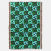 Groen en hemelsblauw schaak of cyaan, met rechthoe deken (Voorkant Verticaal)