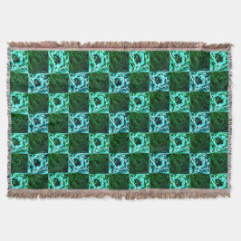 Groen en hemelsblauw schaak of cyaan, met rechthoe deken