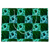 Groen en hemelsblauw schaak of cyaan, met rechthoe groot cadeauzakje (Voorkant)