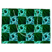 Groen en hemelsblauw schaak of cyaan, met rechthoe groot cadeauzakje (Achterkant)