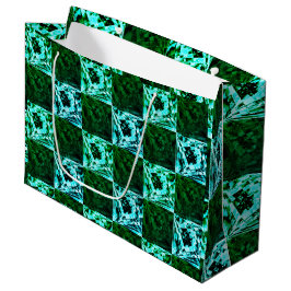 Groen en hemelsblauw schaak of cyaan, met rechthoe groot cadeauzakje