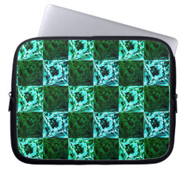 Groen en hemelsblauw schaak of cyaan, met rechthoe laptop sleeve