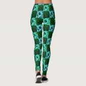 Groen en hemelsblauw schaak of cyaan, met rechthoe leggings (Achterkant)