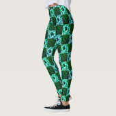 Groen en hemelsblauw schaak of cyaan, met rechthoe leggings (Links)